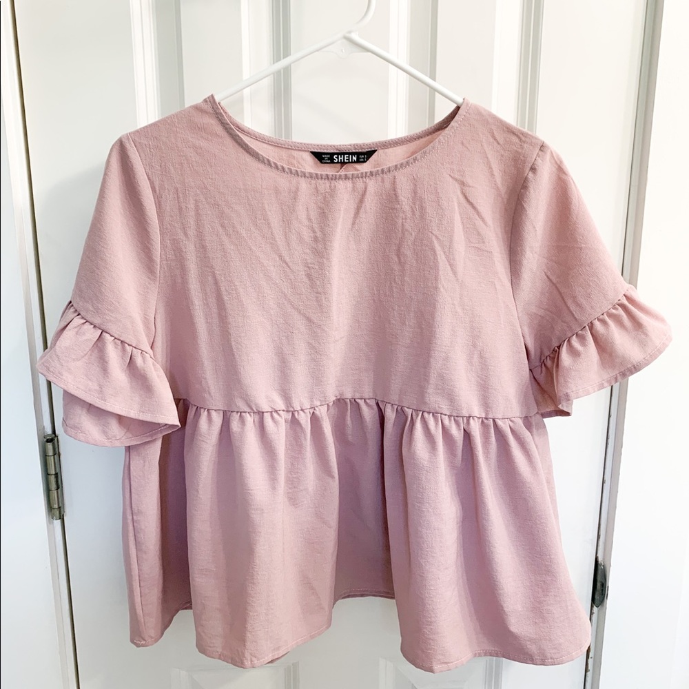 Dusty rose SHEIN ruffle top